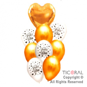 SET DE GLOBOS PREMIUM FELIZ DIA ROSA GOLD x 1